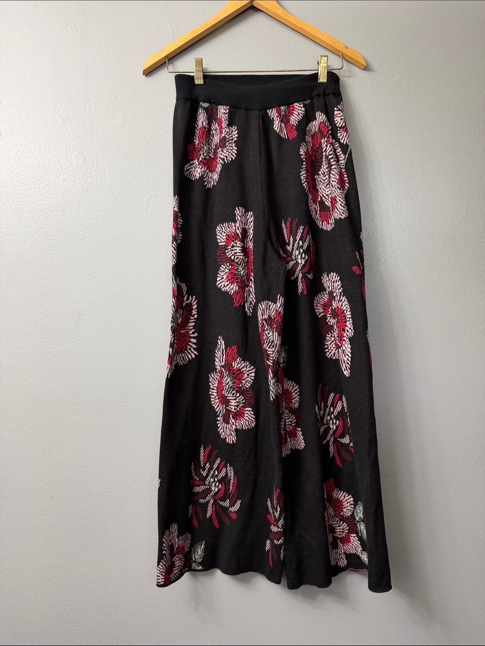 Anthropologie Laia Floral Intarsia Sweater Knit Wide Leg Pants xs - Picture 3 of 5